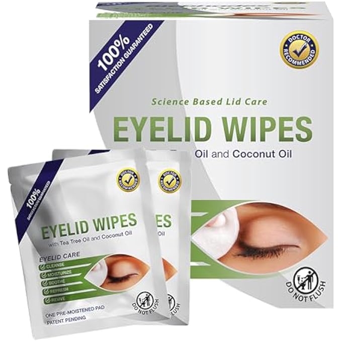 Visual Advantage PREMIUM EYELID WIPES WITH TEA TREE AND COCONUT OIL - CLEANSING WIPES FOR PEOPLE ITCHY EYES - BOX OF 30 NATURAL EYE WIPES - Image 1